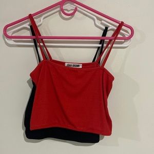 TWO Joah Brown Ribbed Crop Tanks - Size M/L